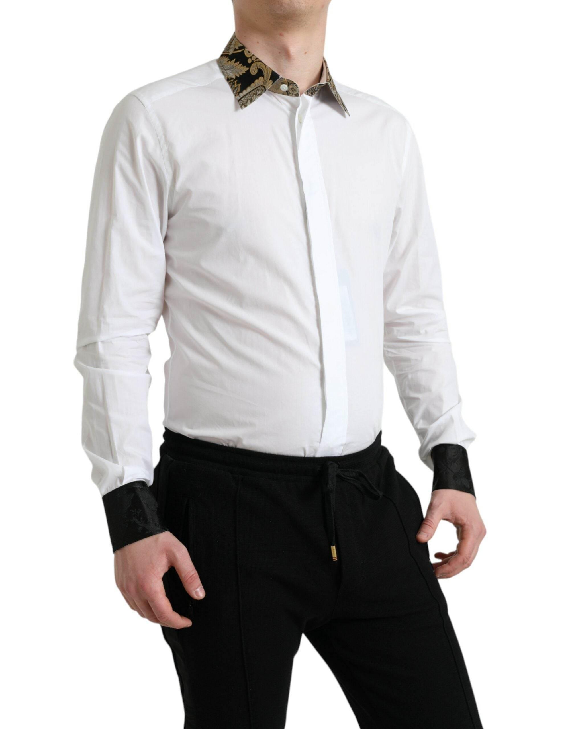 Dolce & Gabbana Elegant Gold Detail Dress Shirt - Hilstor