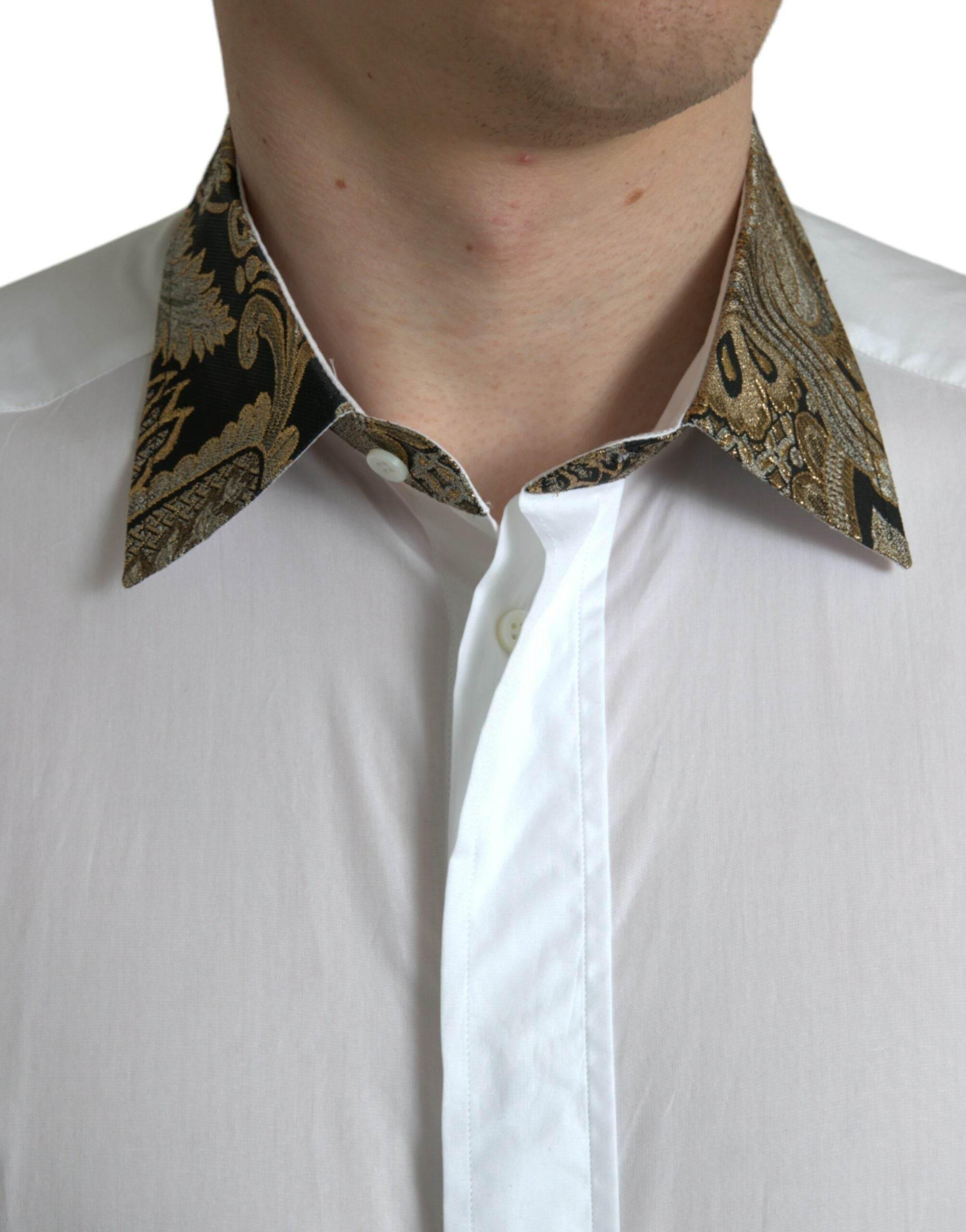Dolce & Gabbana Elegant Gold Detail Dress Shirt - Hilstor