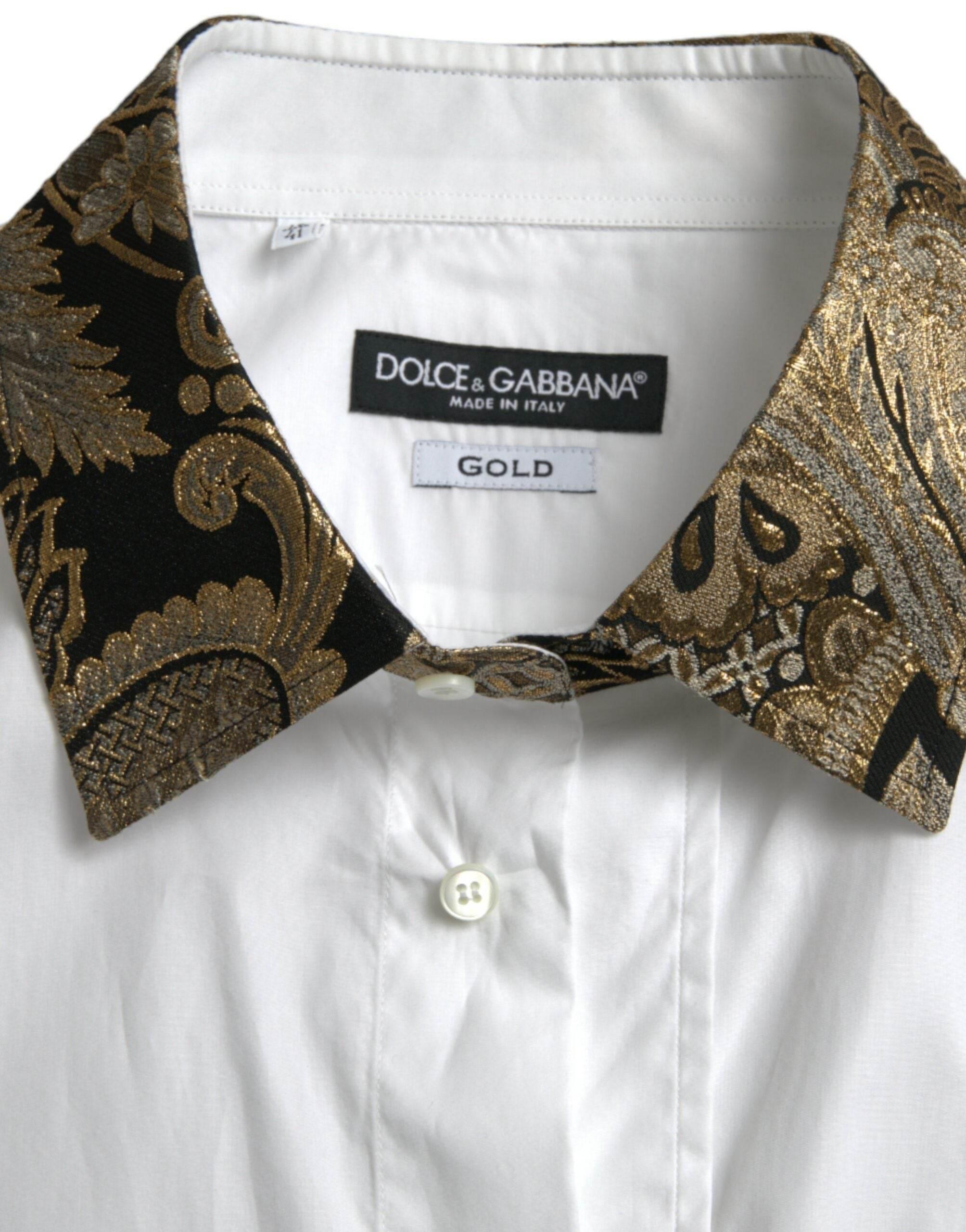 Dolce & Gabbana Elegant Gold Detail Dress Shirt - Hilstor