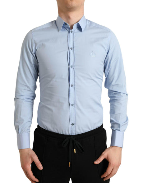 Dolce & Gabbana Elegant Slim Fit Sky Blue Dress Shirt - Hilstor