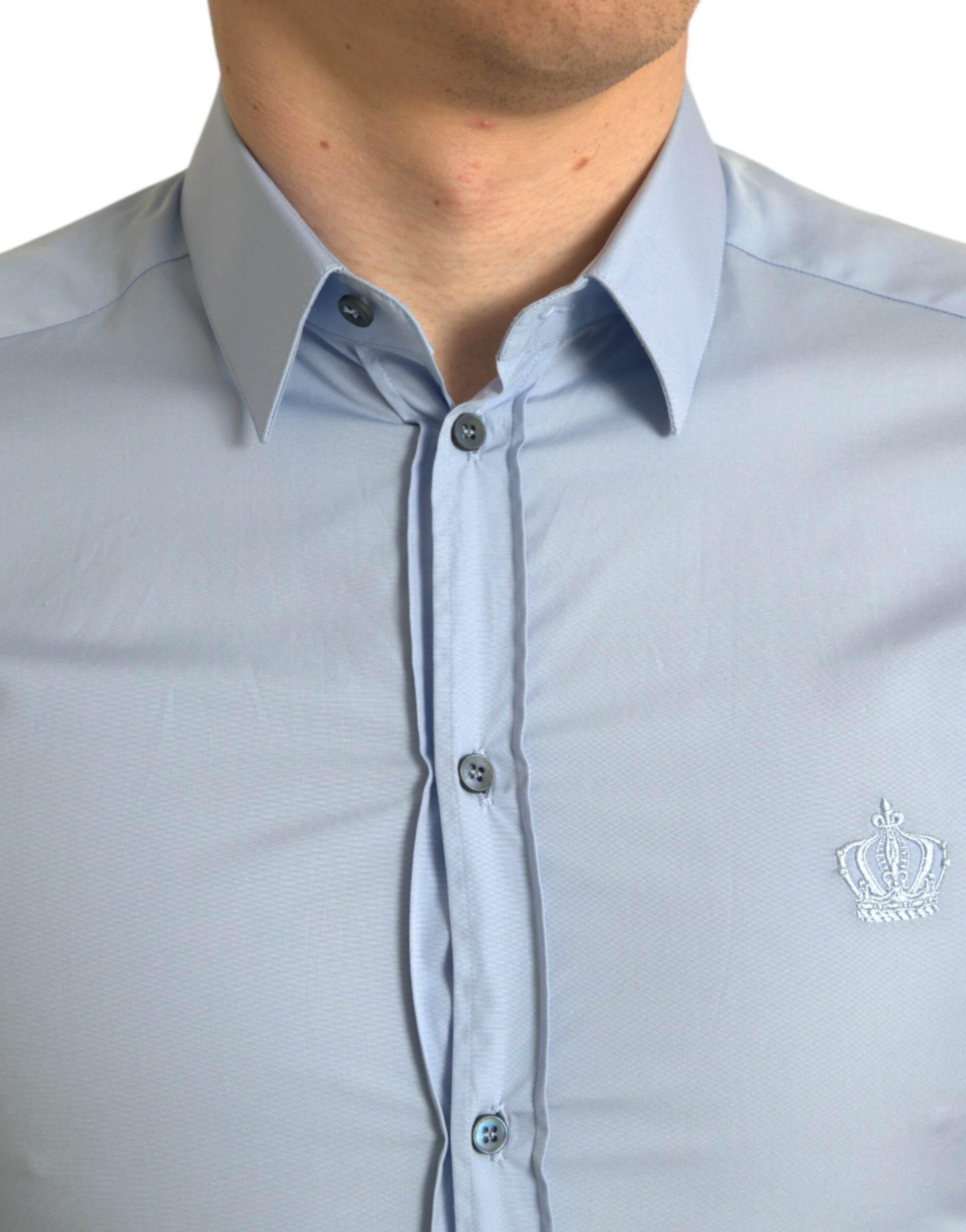 Dolce & Gabbana Elegant Slim Fit Sky Blue Dress Shirt - Hilstor