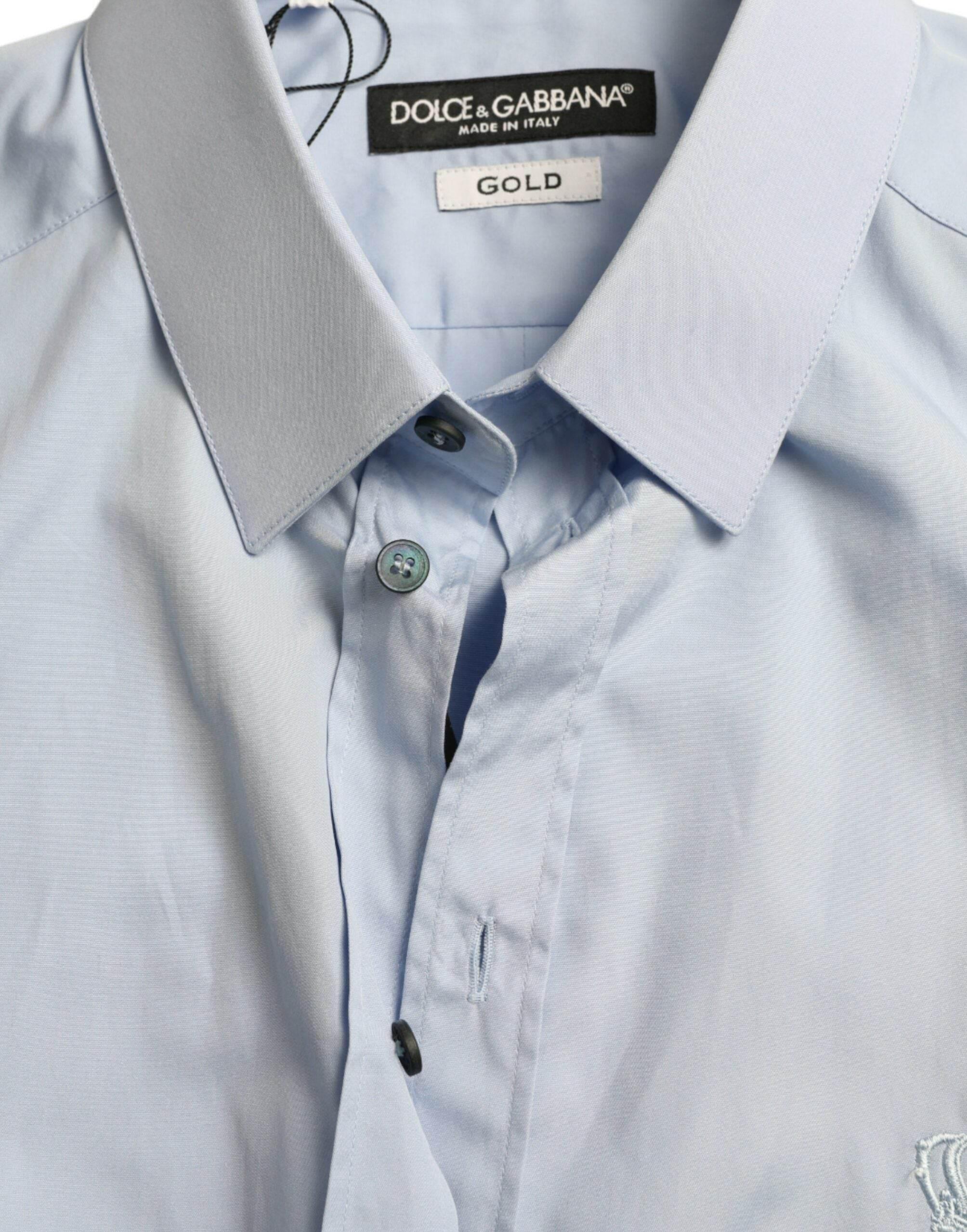 Dolce & Gabbana Elegant Slim Fit Sky Blue Dress Shirt - Hilstor