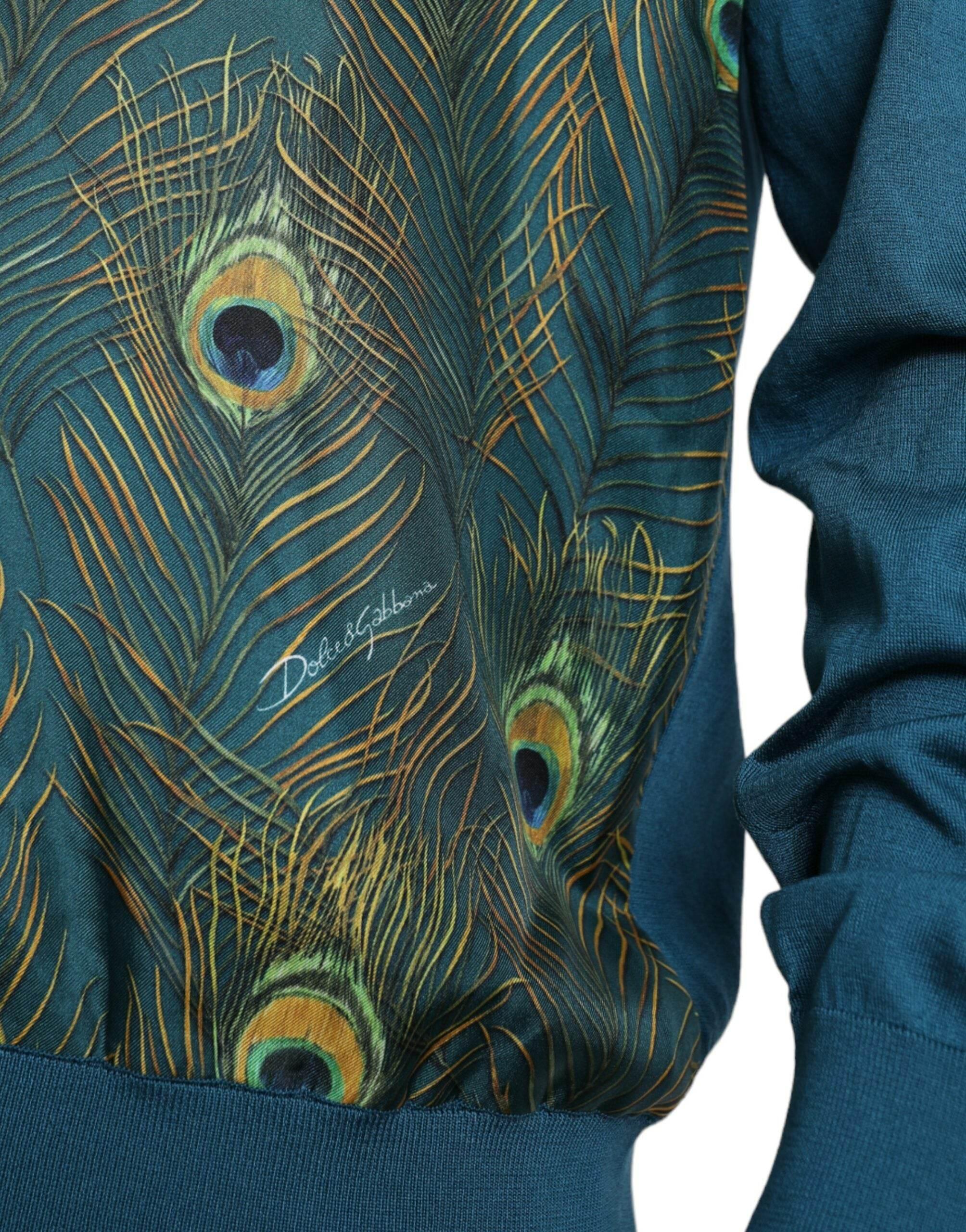 Dolce & Gabbana Green Peacock Feather Pullover Sweater - Hilstor