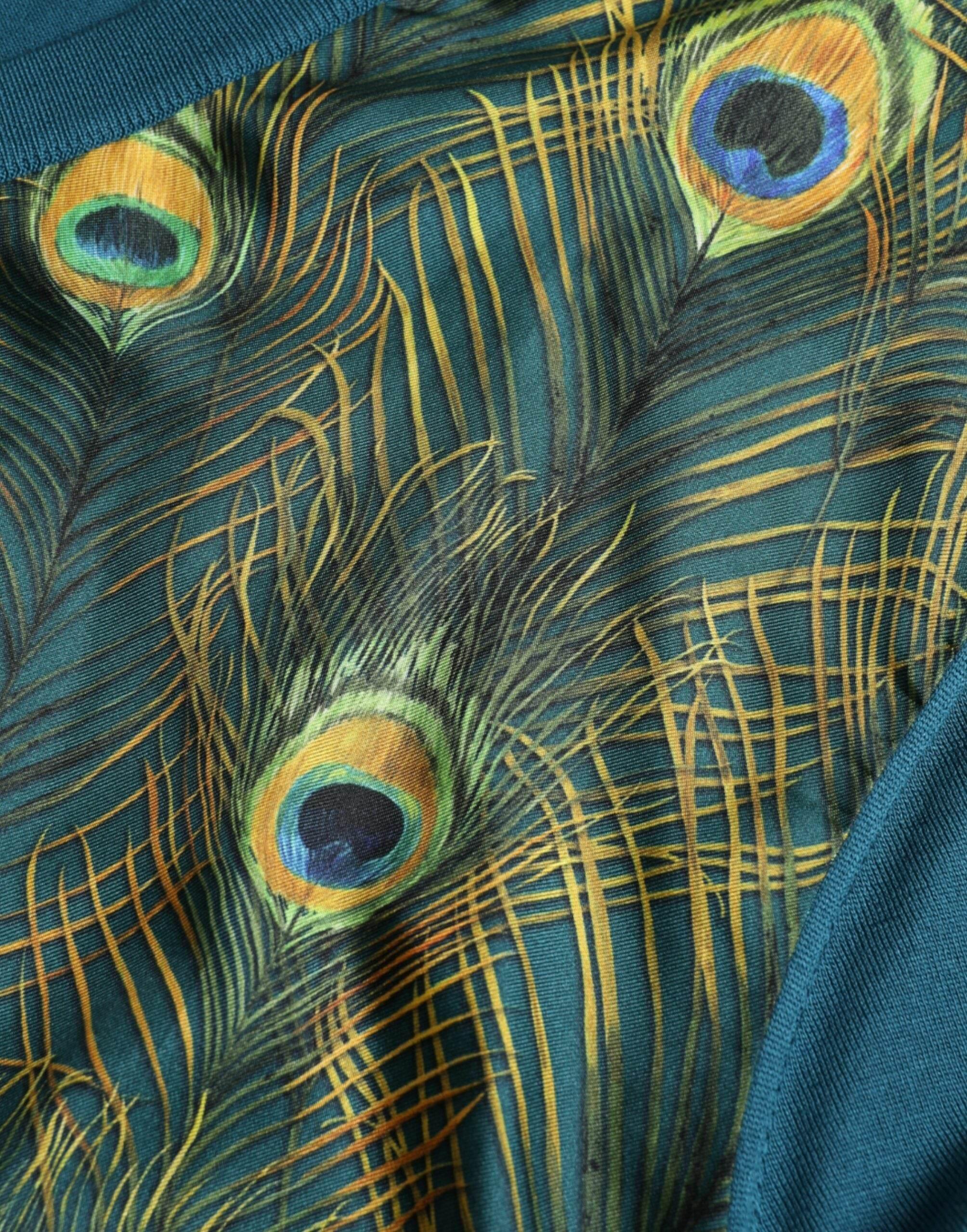 Dolce & Gabbana Green Peacock Feather Pullover Sweater - Hilstor