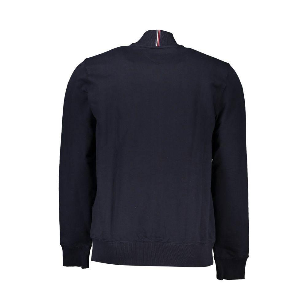 Tommy Hilfiger Sleek Blue Zip Sweatshirt with Embroidery Detail - Hilstor