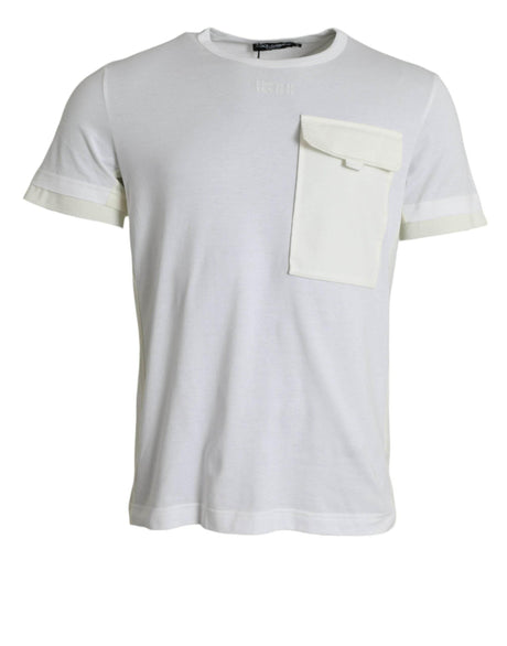 Dolce & Gabbana Elegant White Crew Neck Cotton Tee - Hilstor