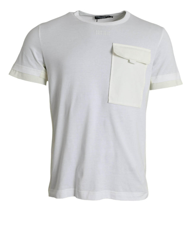 Dolce & Gabbana Elegant White Crew Neck Cotton Tee - Hilstor