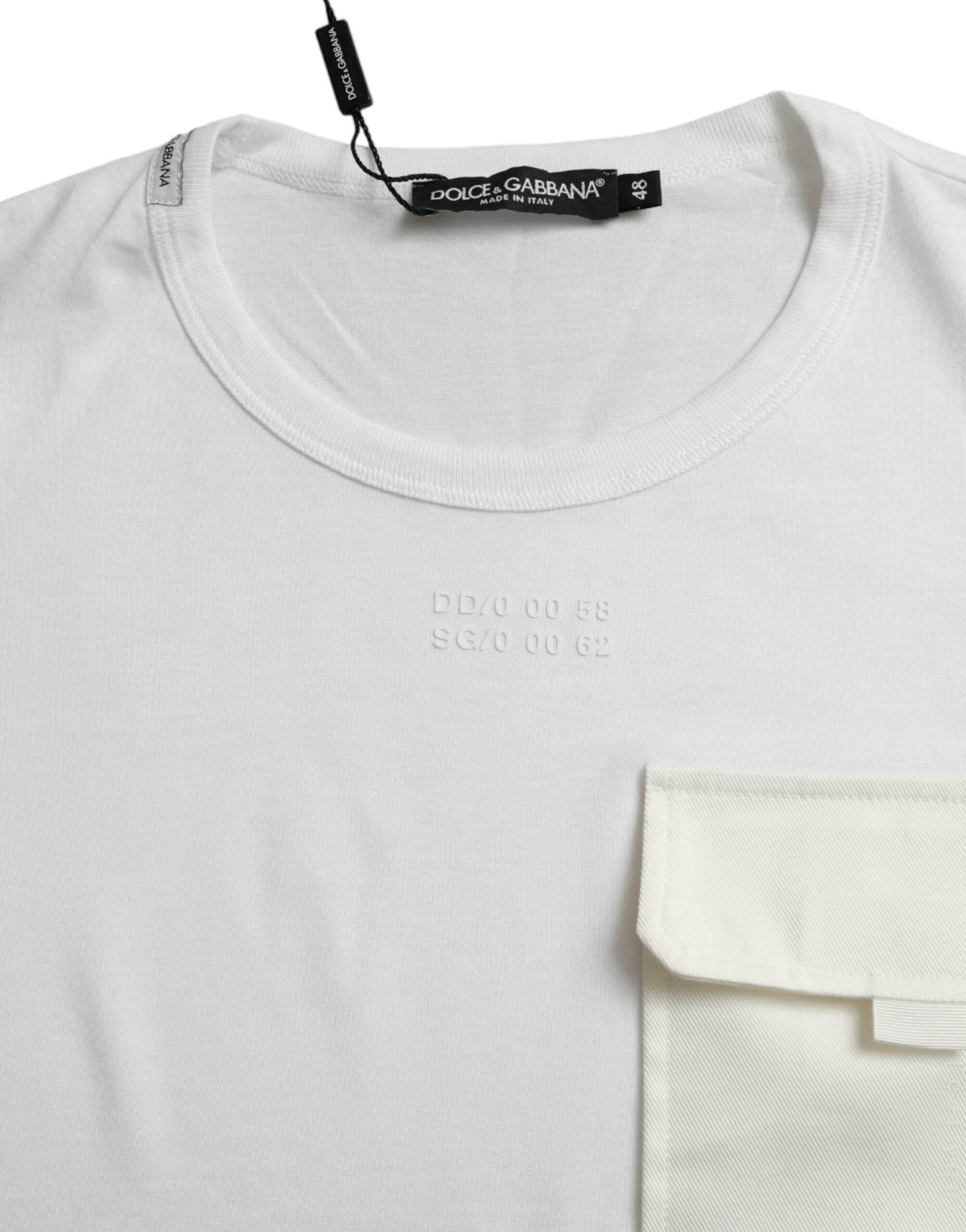 Dolce & Gabbana Elegant White Crew Neck Cotton Tee - Hilstor