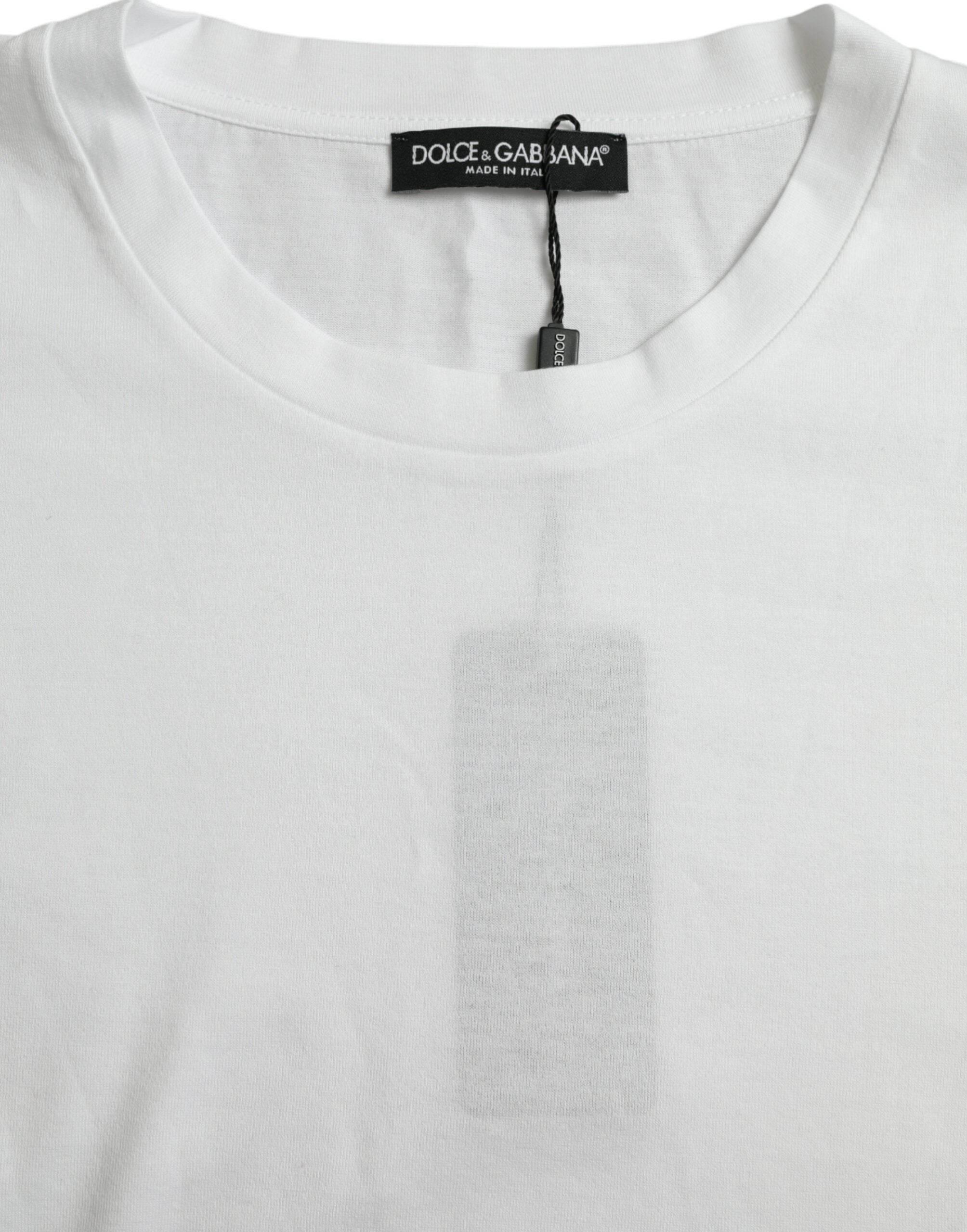 Dolce & Gabbana Elegant White Crew Neck Luxury Tee - Hilstor