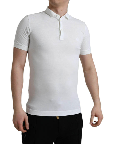 Dolce & Gabbana Crown Embroidered White Cotton Polo - Hilstor