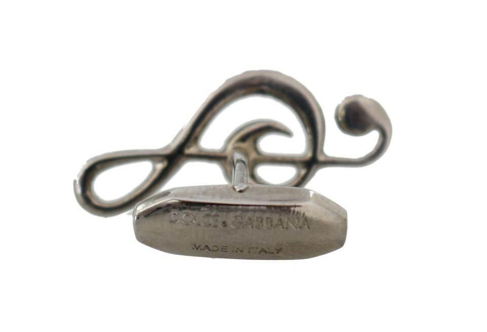Dolce & Gabbana Elegant Silver Tremble Clef Cufflinks - Hilstor