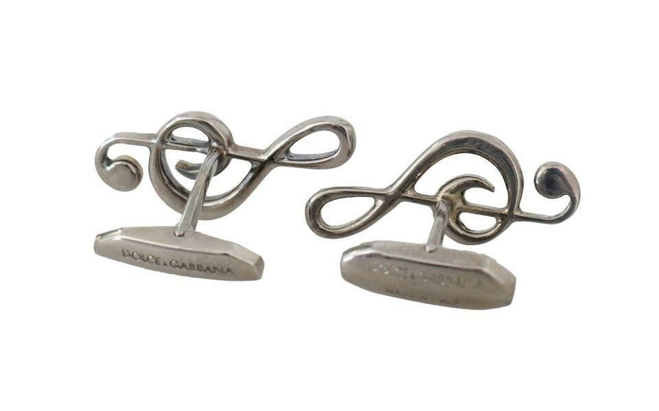 Dolce & Gabbana Elegant Silver Tremble Clef Cufflinks - Hilstor