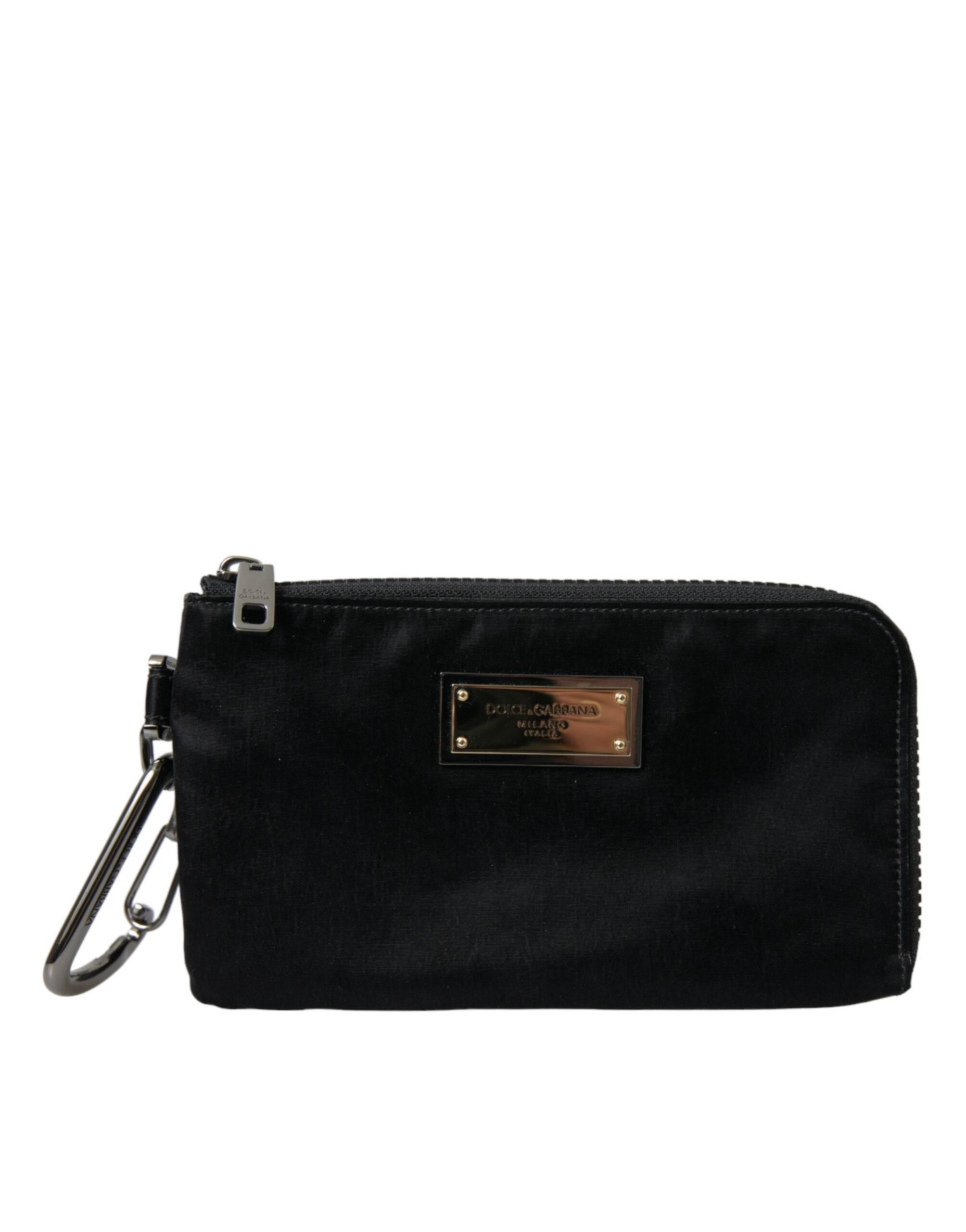 Dolce & Gabbana Sleek Designer Nylon-Leather Pouch in Black - Hilstor