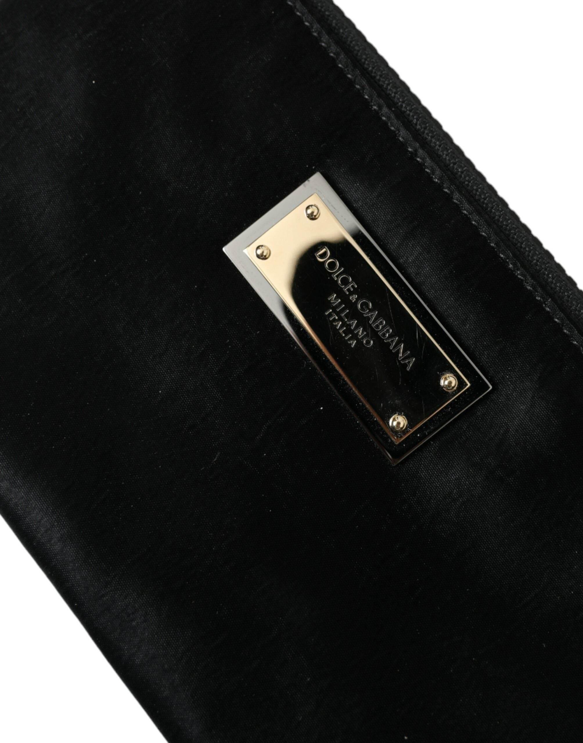 Dolce & Gabbana Sleek Designer Nylon-Leather Pouch in Black - Hilstor