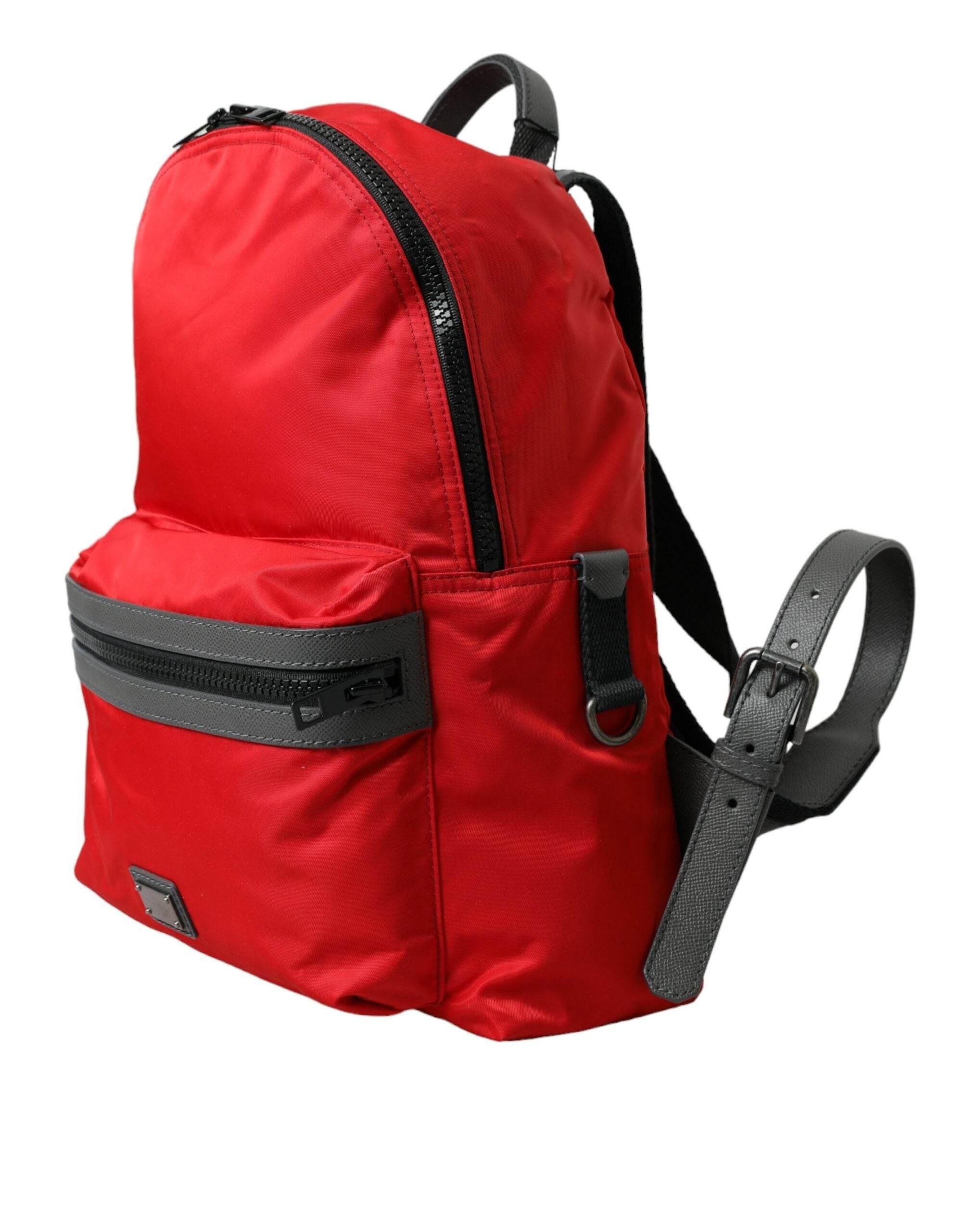 Dolce & Gabbana Elegant Red Nylon-Leather Backpack - Hilstor