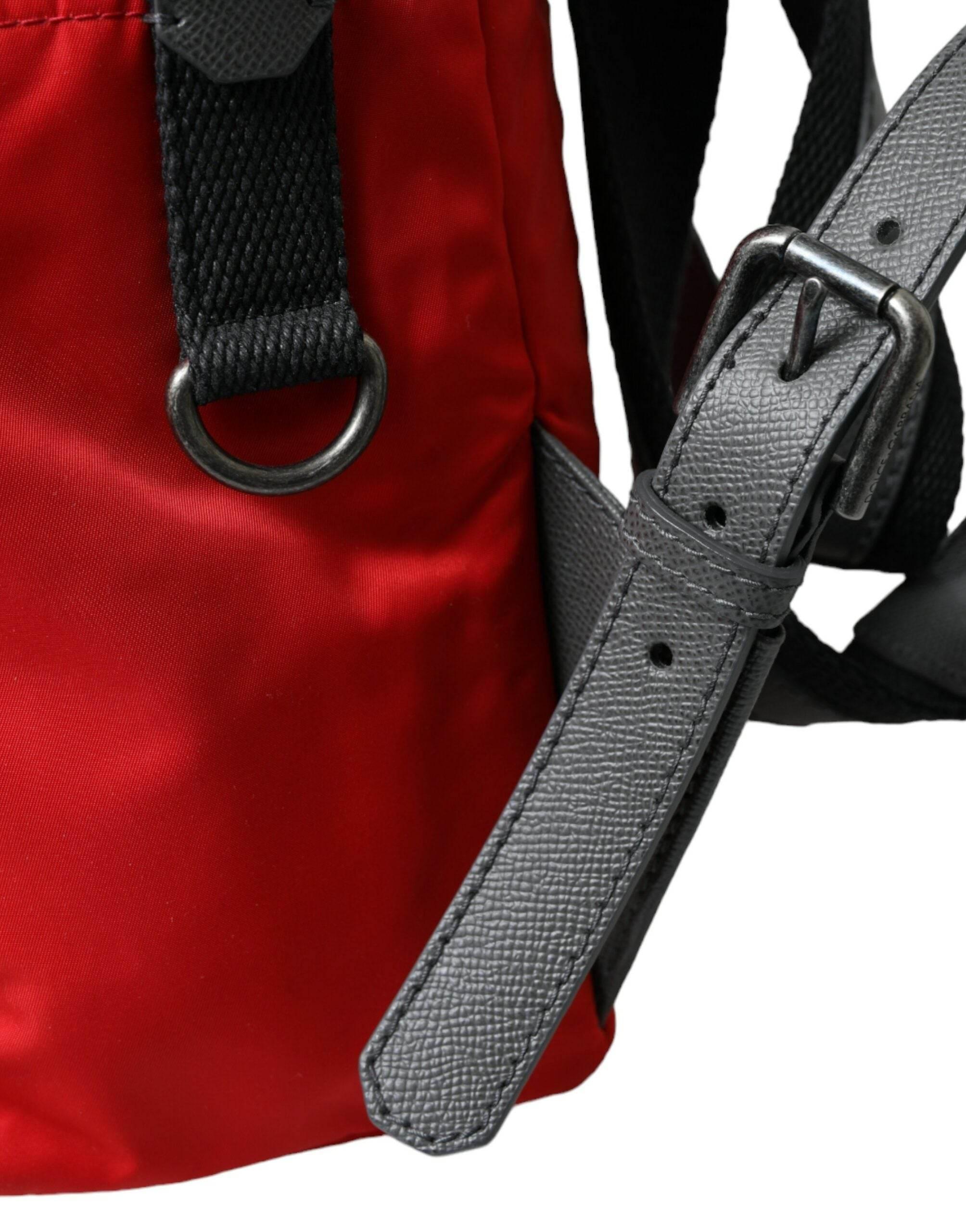 Dolce & Gabbana Elegant Red Nylon-Leather Backpack - Hilstor