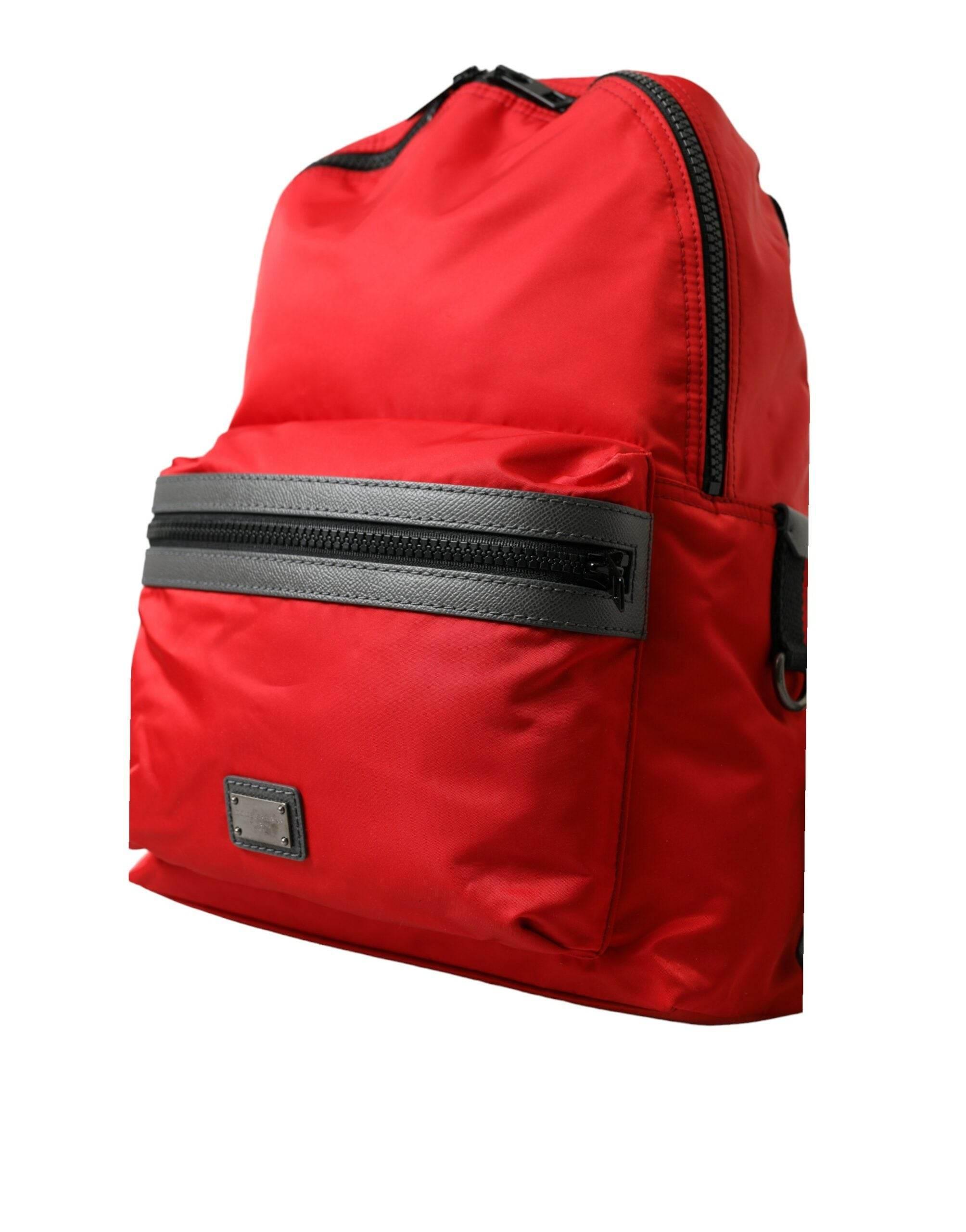 Dolce & Gabbana Elegant Red Nylon-Leather Backpack - Hilstor