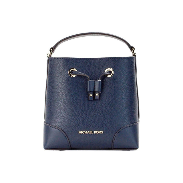 Michael Kors Mercer Small Navy Pebbled Leather Bucket Crossbody Bag Purse - Hilstor