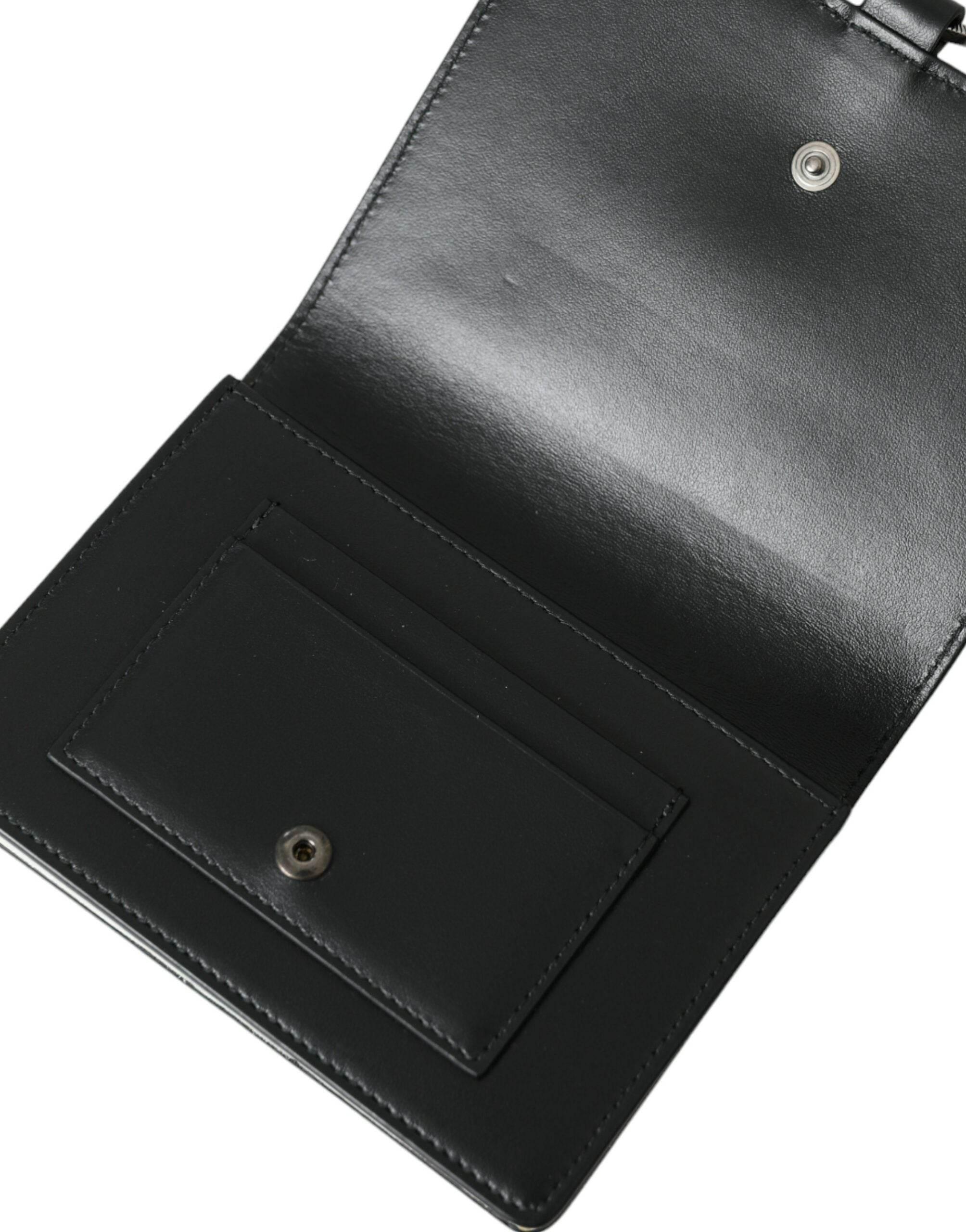 Dolce & Gabbana Elegant Crystal-Embellished Leather Card Holder - Hilstor