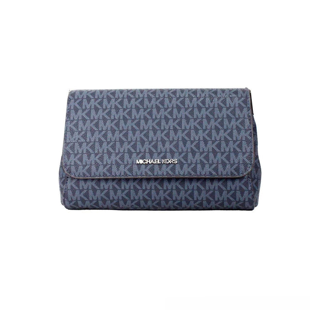 Michael Kors Jet Set Medium Navy Blue PVC Convertible Pouchette Crossbody Bag - Hilstor