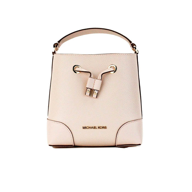 Michael Kors Mercer Small Powder Blush Pebble Leather Bucket Crossbody Bag Purse - Hilstor