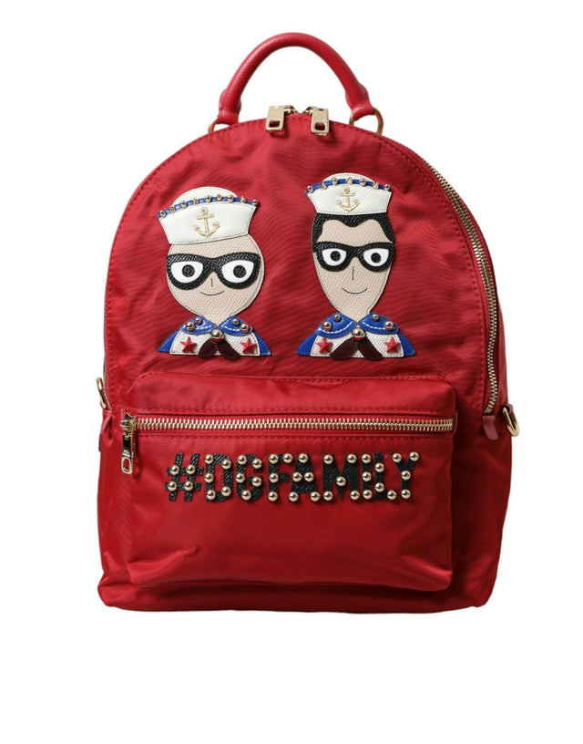 Dolce & Gabbana Embellished Red Backpack with Gold Detailing - Hilstor