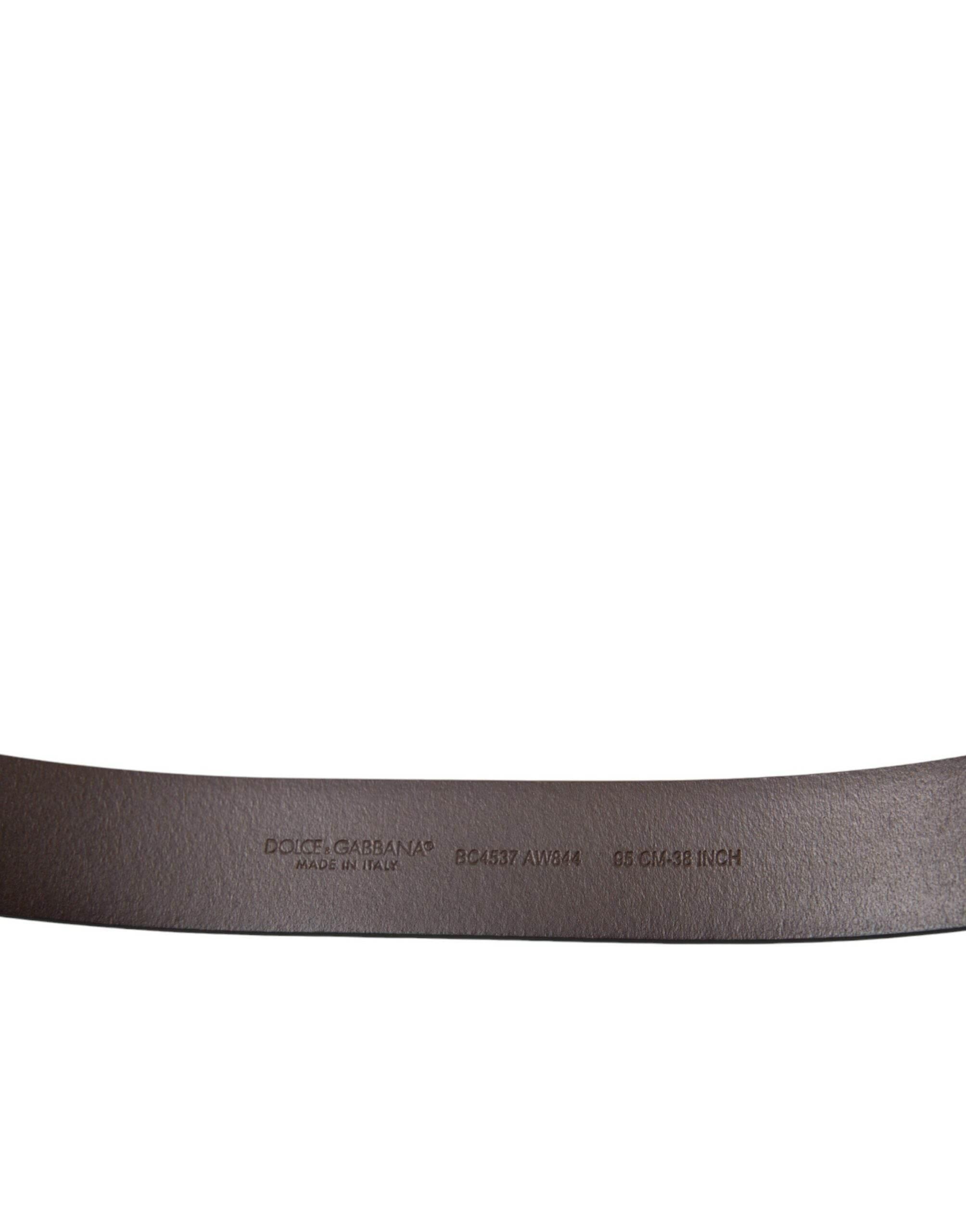 Dolce & Gabbana Brown Calf Leather Gold Metal Buckle Belt - Hilstor