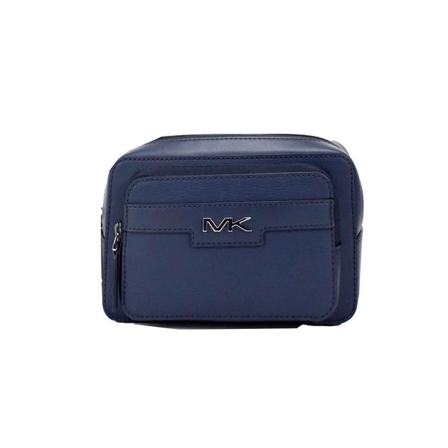 Michael Kors Cooper Small Navy Blue Smooth Leather Double Zip Belt Bag - Hilstor