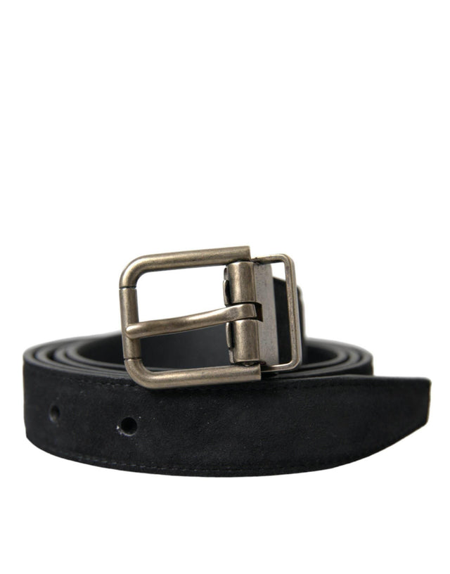 Dolce & Gabbana Black Goat Leather Antique Metal Buckle Belt - Hilstor