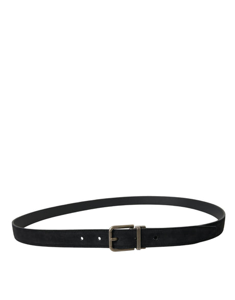 Dolce & Gabbana Black Goat Leather Antique Metal Buckle Belt - Hilstor