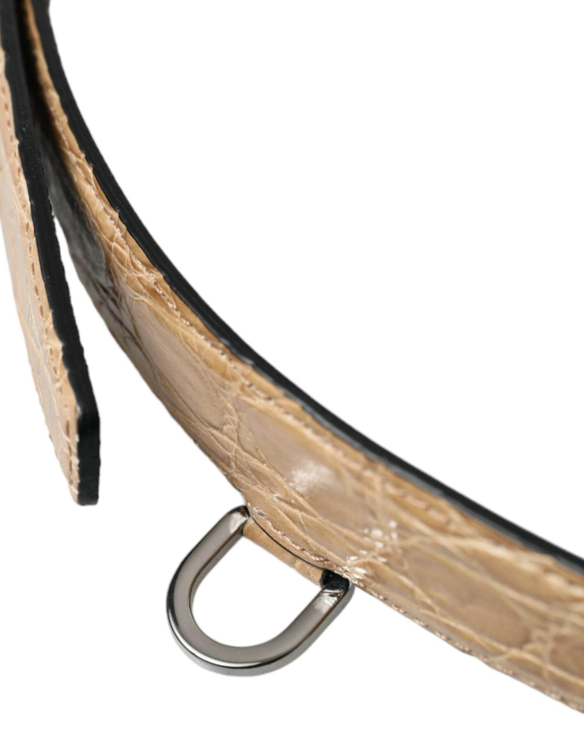 Dolce & Gabbana Beige Exotic Leather Gold Metal Buckle Belt - Hilstor