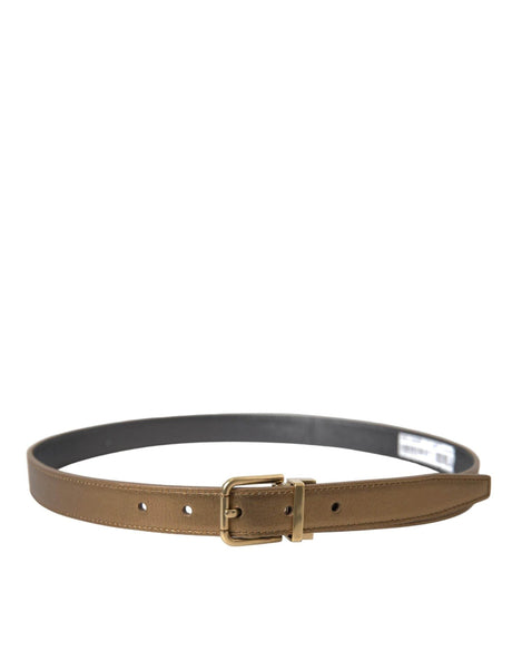 Dolce & Gabbana Metallic Gold Calf Leather Metal Buckle Belt - Hilstor