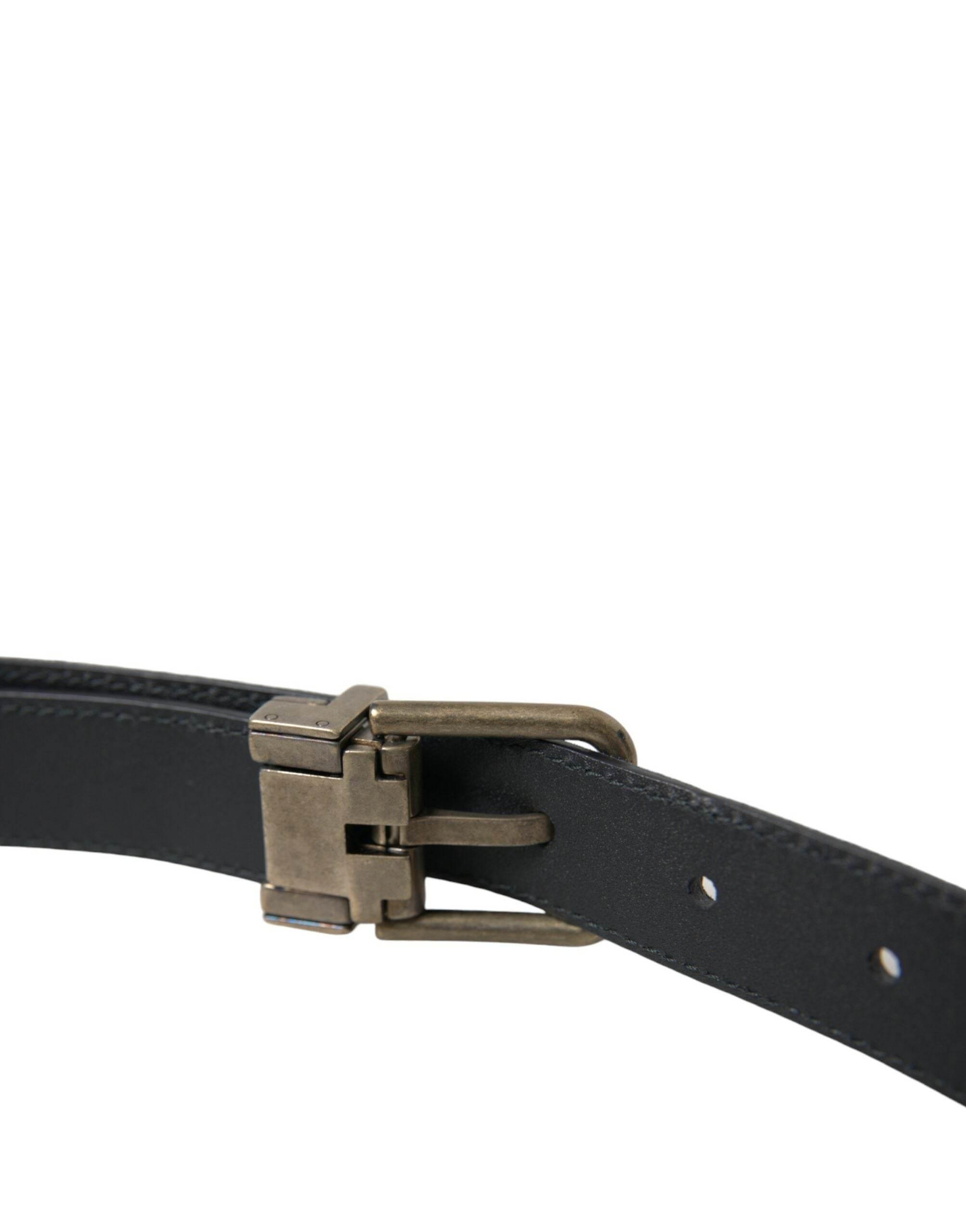 Dolce & Gabbana Blue Suede Leather Gold Metal Buckle Belt - Hilstor