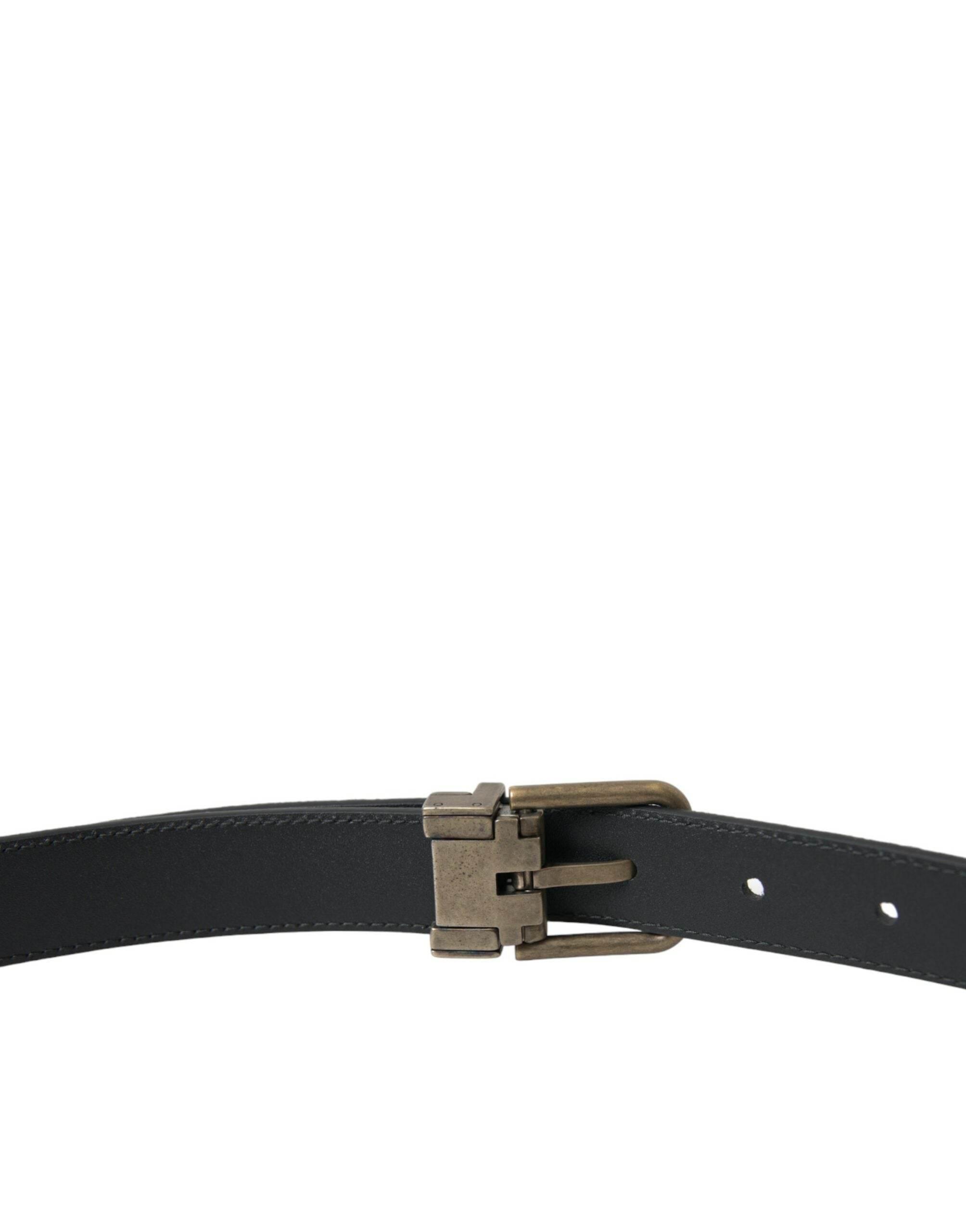 Dolce & Gabbana Black Suede Leather Gold Metal Buckle Belt - Hilstor