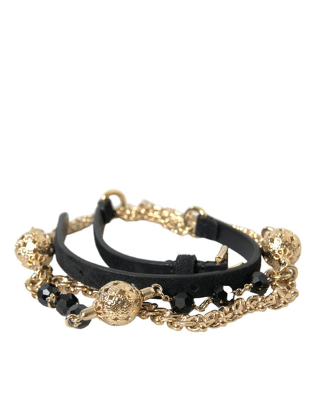 Dolce & Gabbana Elegant Crystal Bounce Leather Waist Belt - Hilstor