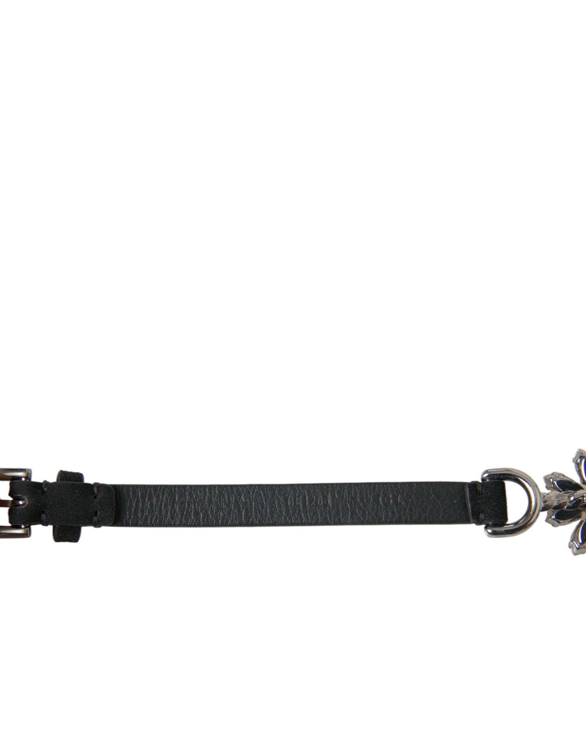 Dolce & Gabbana Elegant Crystal-Embellished Leather Belt - Hilstor