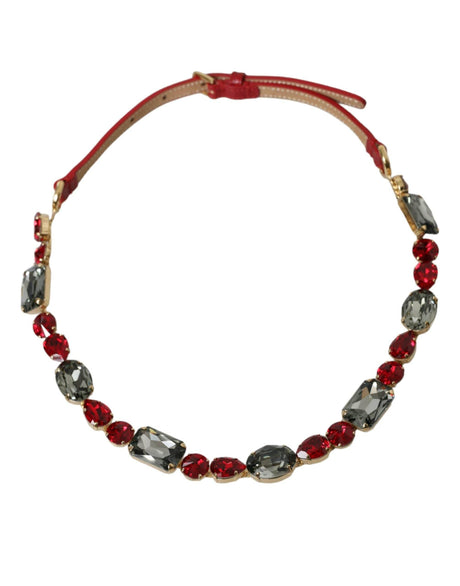 Dolce & Gabbana Radiant Red Crystal Buckle Waist Belt - Hilstor