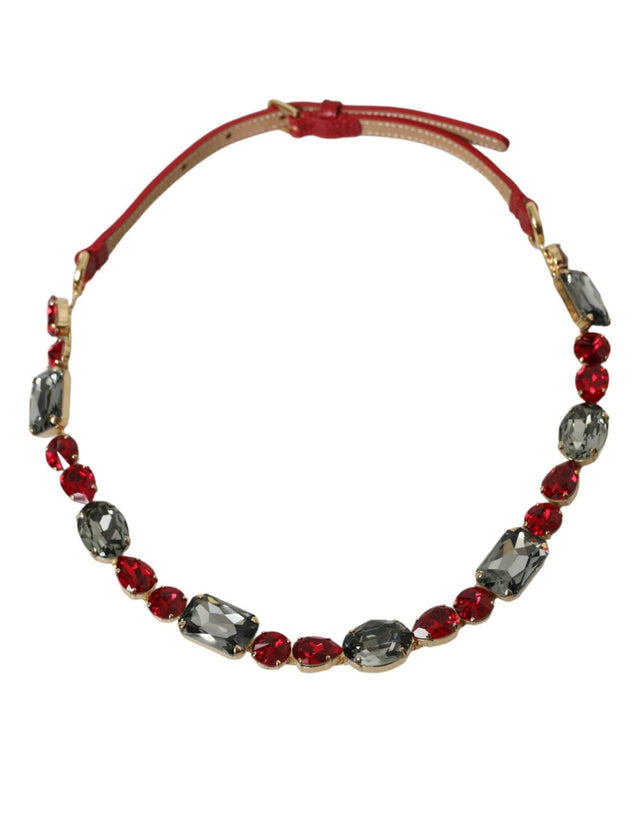 Dolce & Gabbana Radiant Red Crystal Buckle Waist Belt - Hilstor