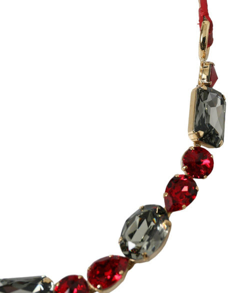 Dolce & Gabbana Radiant Red Crystal Buckle Waist Belt - Hilstor