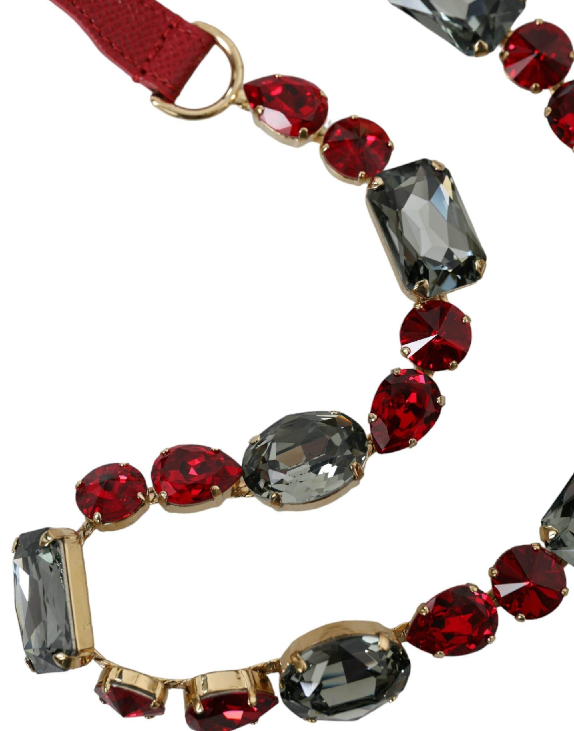 Dolce & Gabbana Radiant Red Crystal Buckle Waist Belt - Hilstor