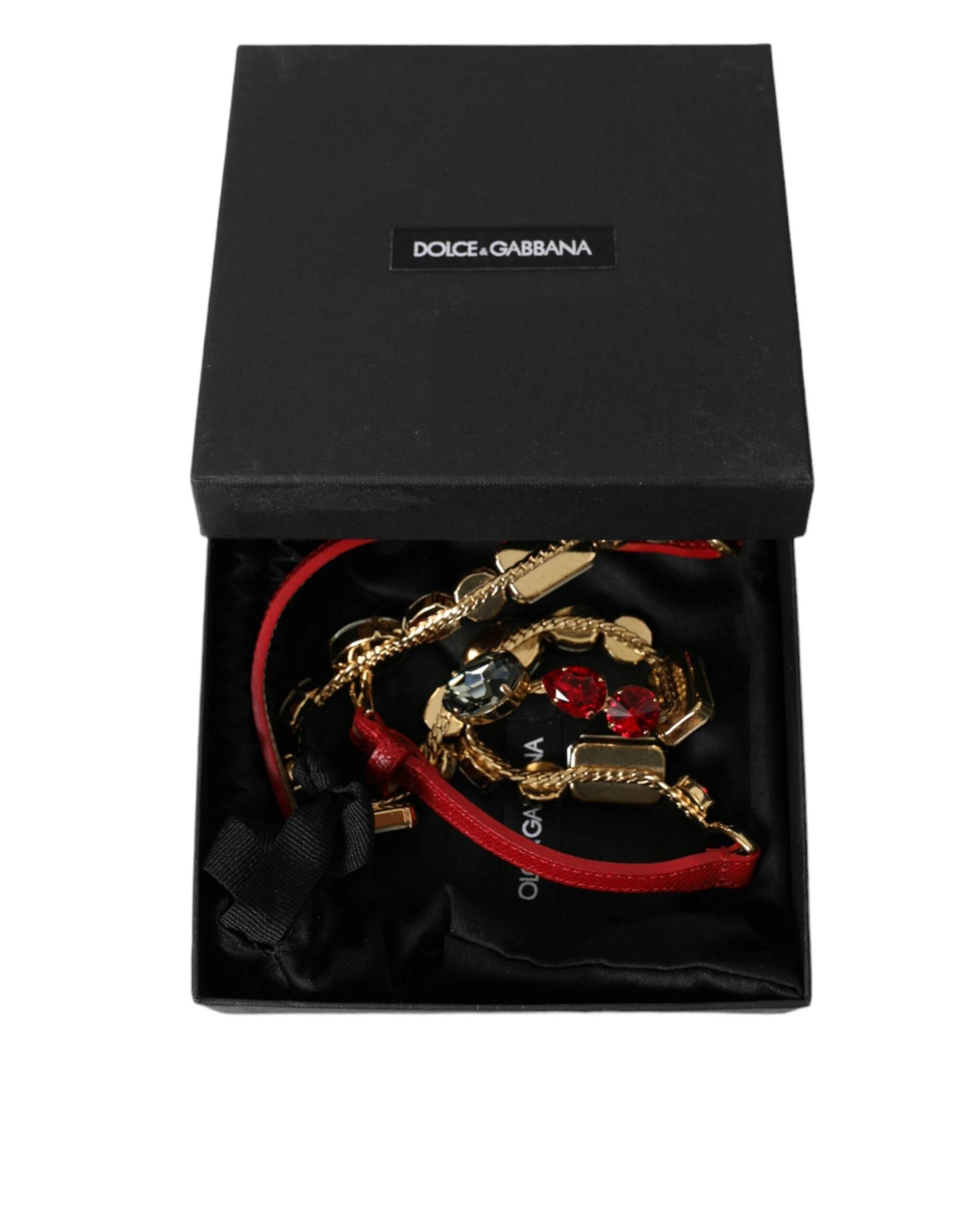Dolce & Gabbana Radiant Red Crystal Buckle Waist Belt - Hilstor