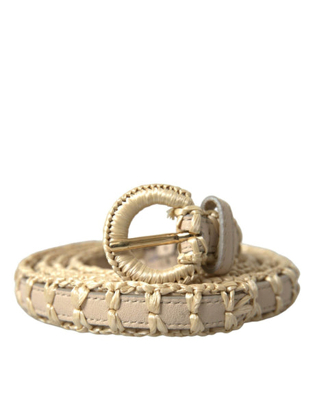 Dolce & Gabbana Elegant Beige Leather Waist Belt - Hilstor