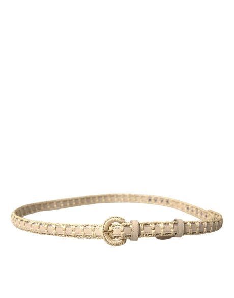Dolce & Gabbana Elegant Beige Leather Waist Belt - Hilstor