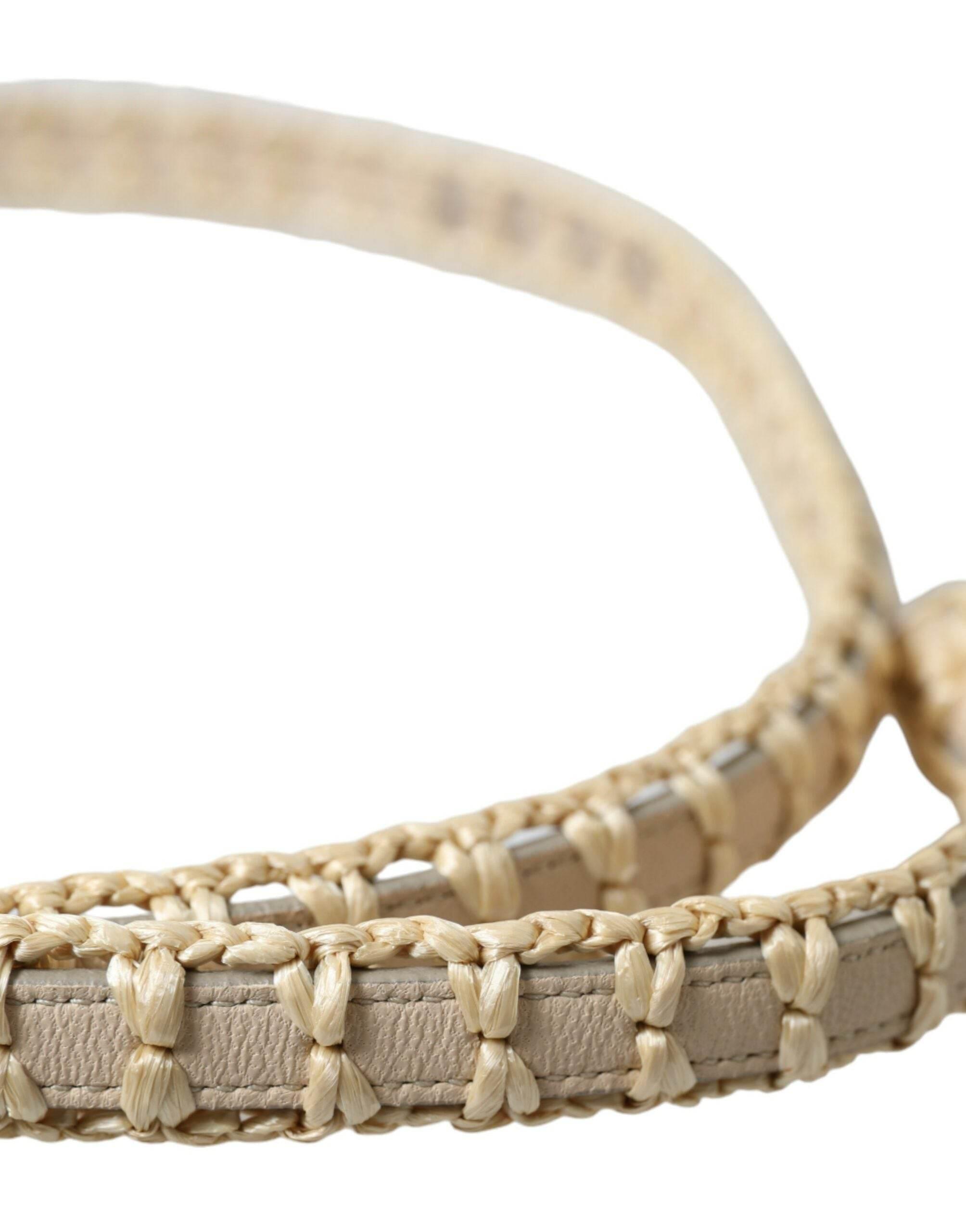 Dolce & Gabbana Elegant Beige Leather Waist Belt - Hilstor
