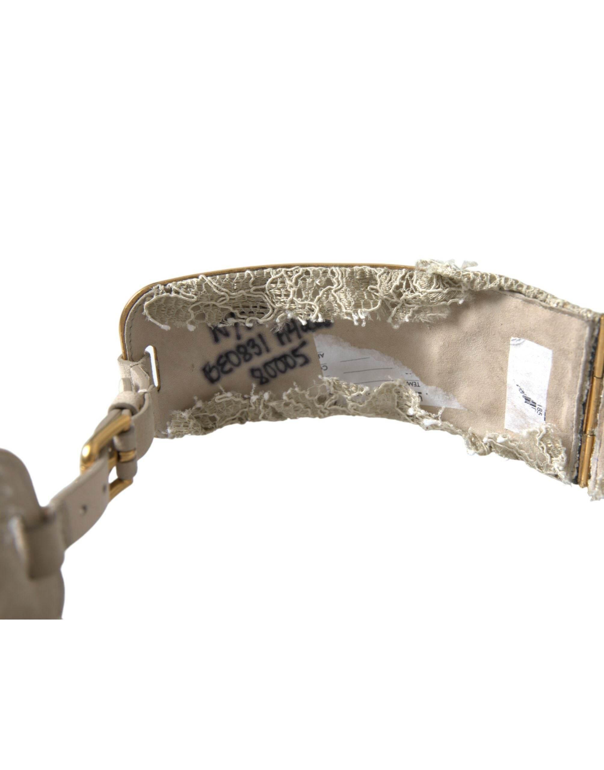 Dolce & Gabbana Elegant Gold-Tone Faux Pearl Floral Belt - Hilstor