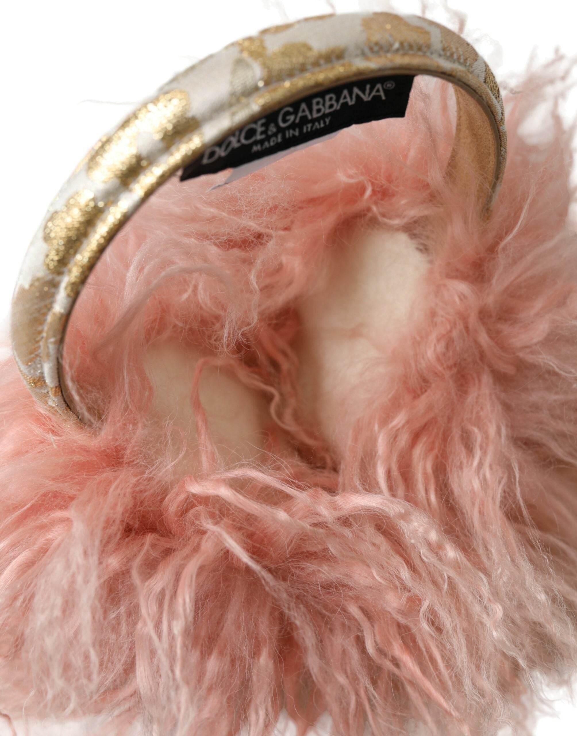 Dolce & Gabbana Elegant Pink Fur Earmuffs - Winter Chic Accessory - Hilstor