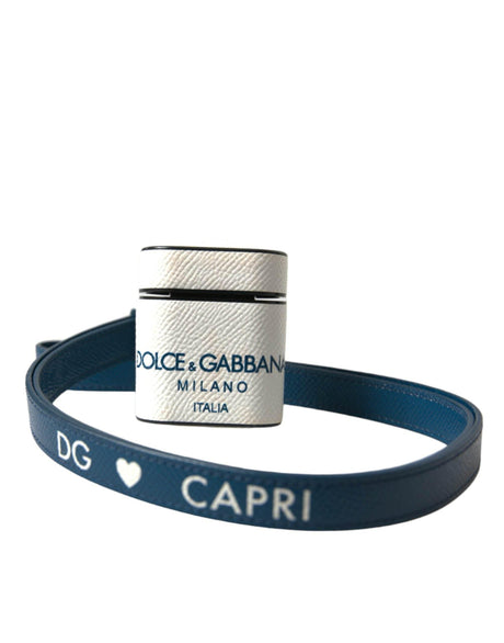 Dolce & Gabbana Chic Leather Airpods Case in Blue & White - Hilstor