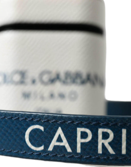 Dolce & Gabbana Chic Leather Airpods Case in Blue & White - Hilstor