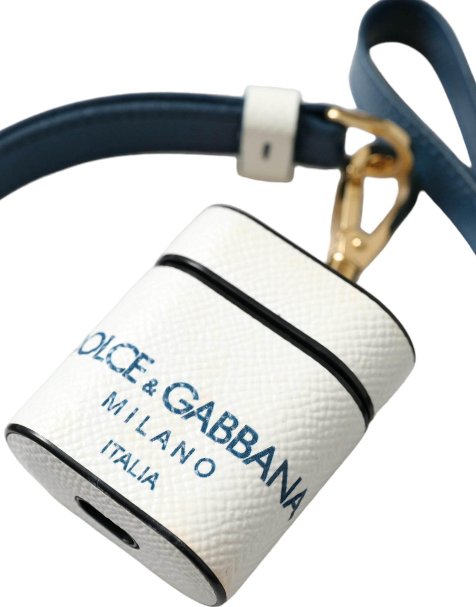Dolce & Gabbana Chic Leather Airpods Case in Blue & White - Hilstor