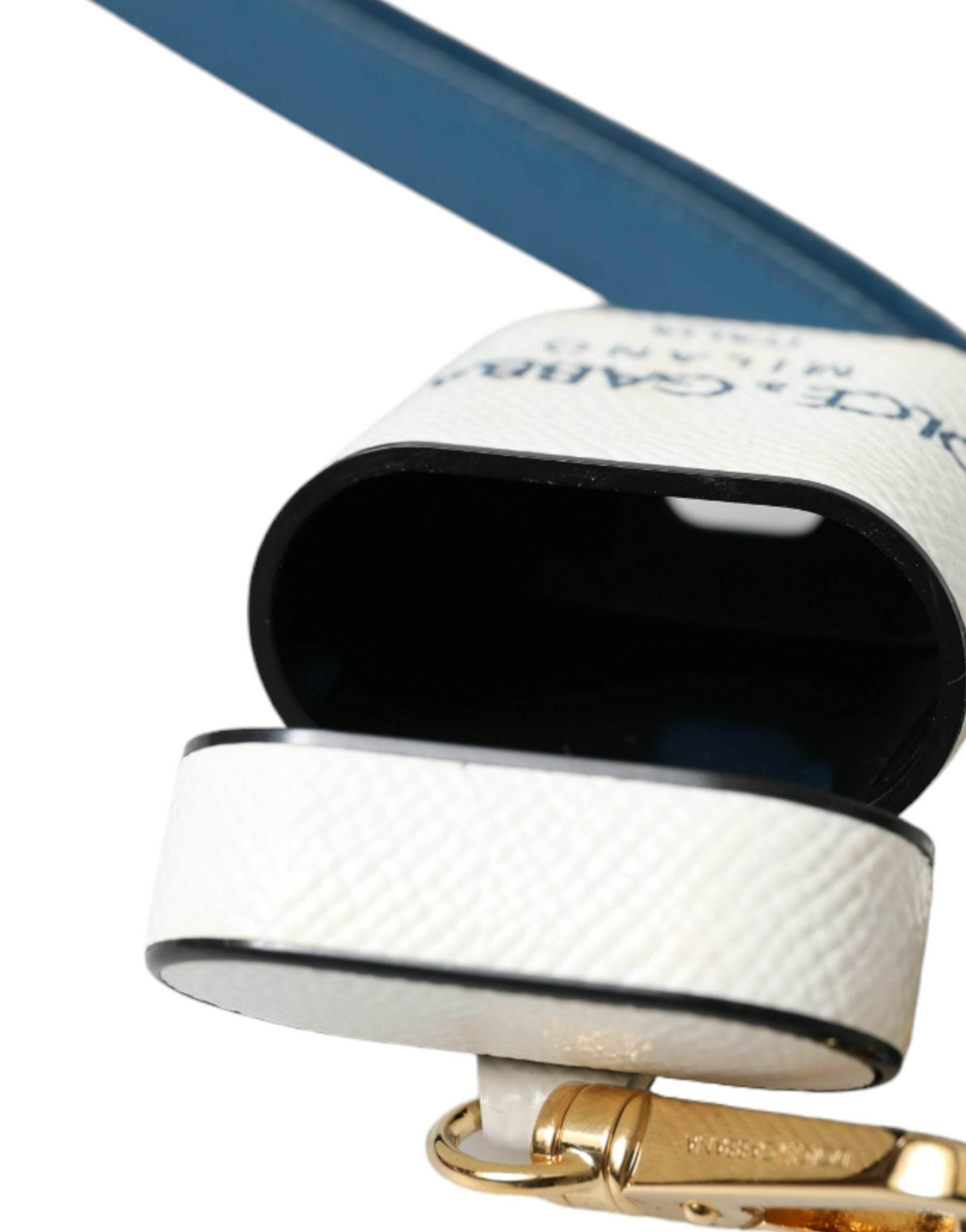 Dolce & Gabbana Chic Leather Airpods Case in Blue & White - Hilstor